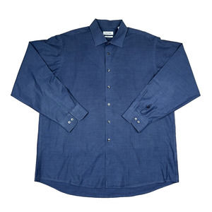 Calvin Klein Men's Blue Long Sleeve Button Down Shirt Sz 17.5 /34-35 Regular Fit